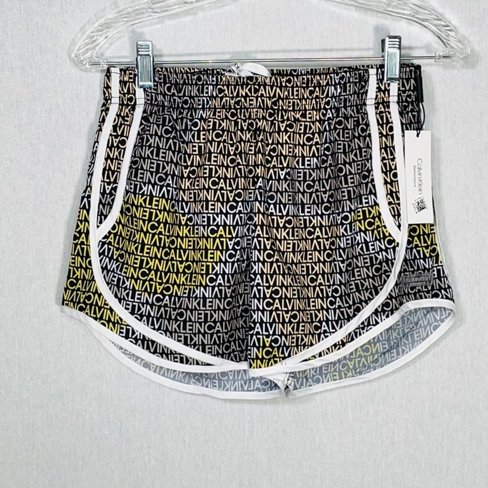 Calvin Klein Performance womans  logo Printed Running Shorts black gold XS